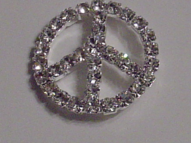 1 pc. 1\" Rhinestone CRYSTAL PEACE SIGN BUCKLE